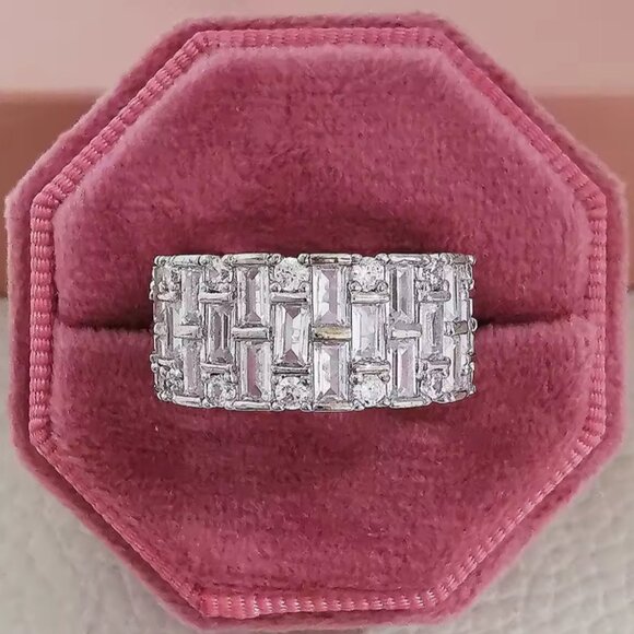 925 Sterling Silver White SapphireWedding Band Ring